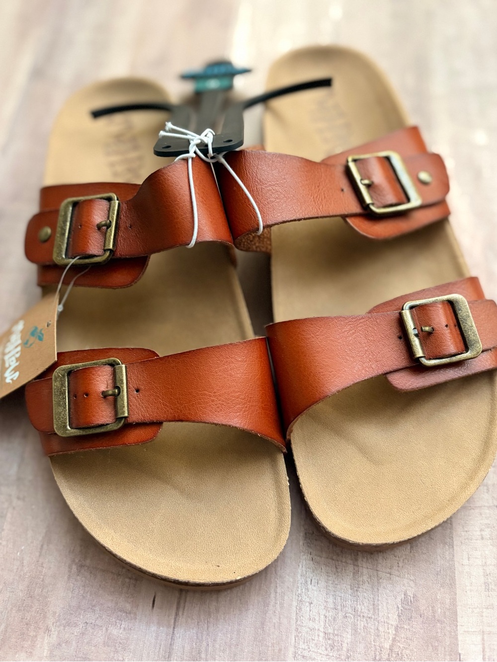 Mad Love NWT Keava Cognac Size 9 Double-Buckle Slide Brown Sandals Women Target